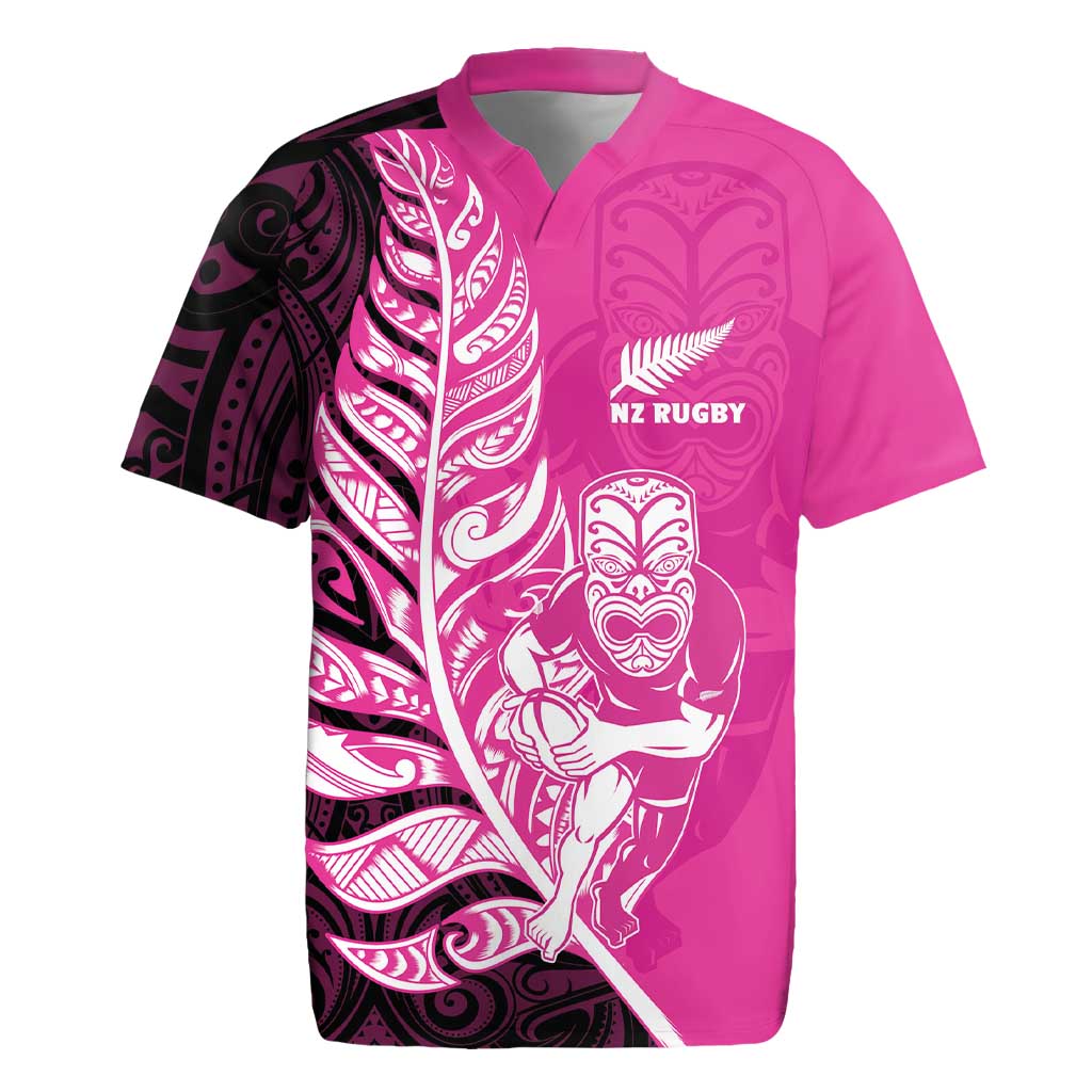 New Zealand Silver Fern Rugby Custom Rugby Jersey All Black Maori Pattern Pink - Aussie Hoodie