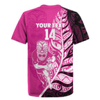 New Zealand Silver Fern Rugby Custom Rugby Jersey All Black Maori Pattern Pink - Aussie Hoodie