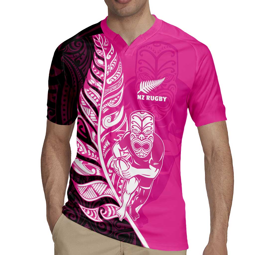 New Zealand Silver Fern Rugby Custom Rugby Jersey All Black Maori Pattern Pink - Aussie Hoodie