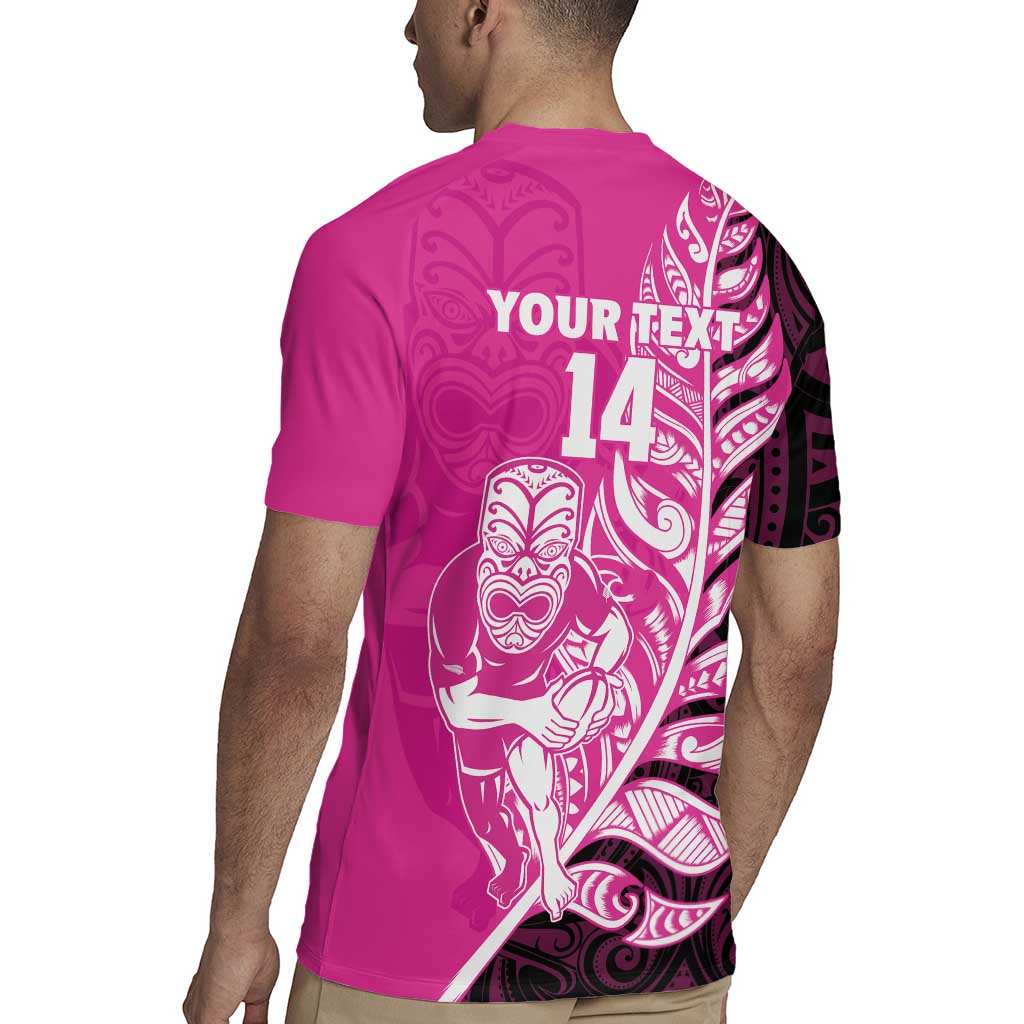 New Zealand Silver Fern Rugby Custom Rugby Jersey All Black Maori Pattern Pink - Aussie Hoodie