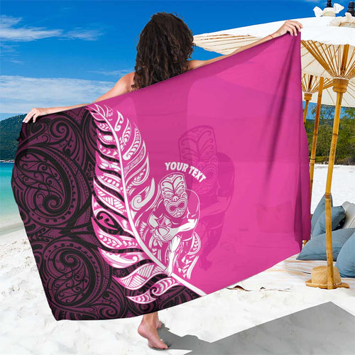 New Zealand Silver Fern Rugby Custom Sarong All Black Maori Pattern Pink - Aussie Hoodie