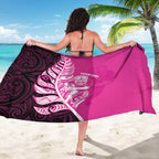 New Zealand Silver Fern Rugby Custom Sarong All Black Maori Pattern Pink - Aussie Hoodie