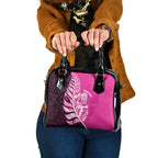 New Zealand Silver Fern Rugby Custom Shoulder Handbag All Black Maori Pattern Pink - Aussie Hoodie