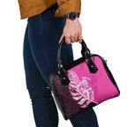 New Zealand Silver Fern Rugby Custom Shoulder Handbag All Black Maori Pattern Pink - Aussie Hoodie