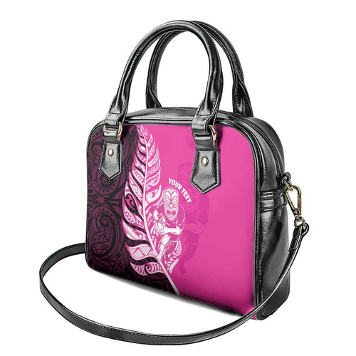 New Zealand Silver Fern Rugby Custom Shoulder Handbag All Black Maori Pattern Pink - Aussie Hoodie