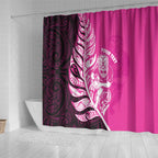 New Zealand Silver Fern Rugby Custom Shower Curtain All Black Maori Pattern Pink - Aussie Hoodie