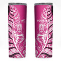 New Zealand Silver Fern Rugby Custom Skinny Tumbler All Black Maori Pattern Pink - Aussie Hoodie