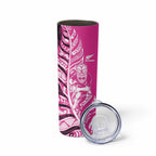 New Zealand Silver Fern Rugby Custom Skinny Tumbler All Black Maori Pattern Pink - Aussie Hoodie