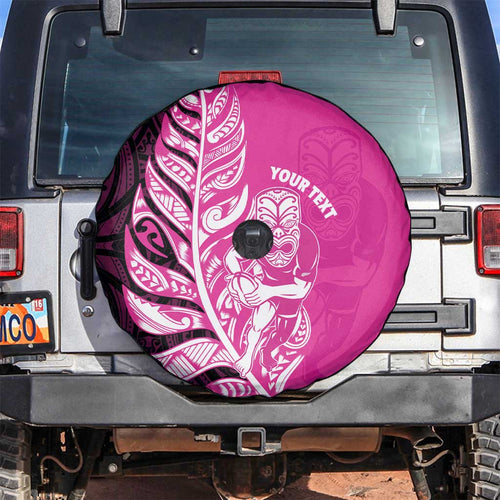 New Zealand Silver Fern Rugby Custom Spare Tire Cover All Black Maori Pattern Pink - Aussie Hoodie