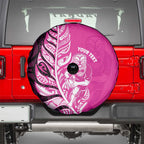 New Zealand Silver Fern Rugby Custom Spare Tire Cover All Black Maori Pattern Pink - Aussie Hoodie