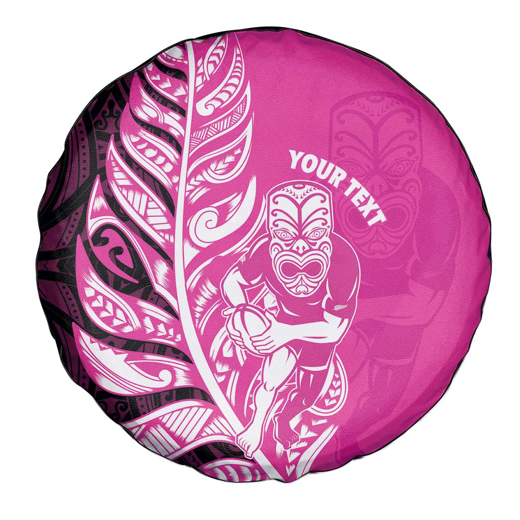 New Zealand Silver Fern Rugby Custom Spare Tire Cover All Black Maori Pattern Pink - Aussie Hoodie