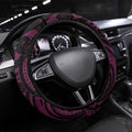 New Zealand Silver Fern Rugby Steering Wheel Cover All Black Maori Pattern Pink - Aussie Hoodie