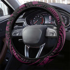 New Zealand Silver Fern Rugby Steering Wheel Cover All Black Maori Pattern Pink - Aussie Hoodie
