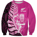 New Zealand Silver Fern Rugby Custom Sweatshirt All Black Maori Pattern Pink - Aussie Hoodie
