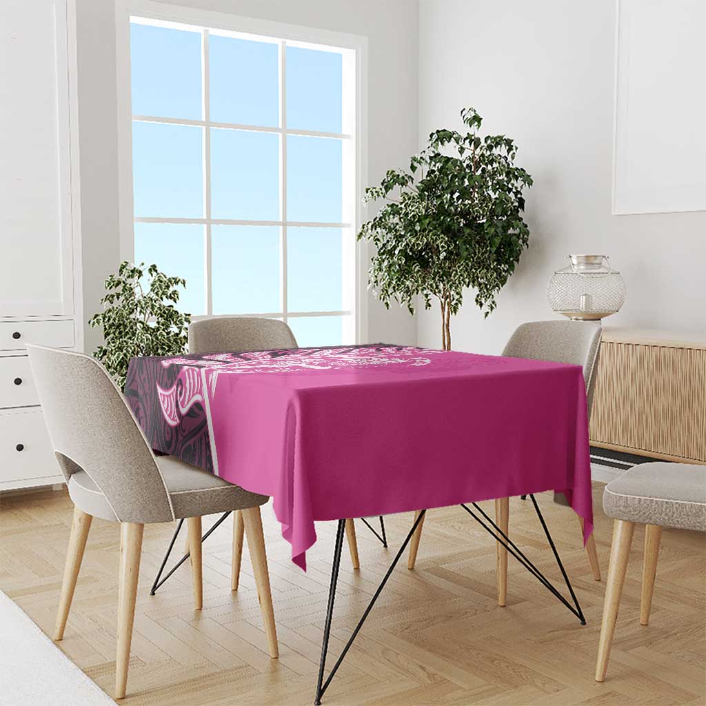 New Zealand Silver Fern Rugby Custom Tablecloth All Black Maori Pattern Pink - Aussie Hoodie