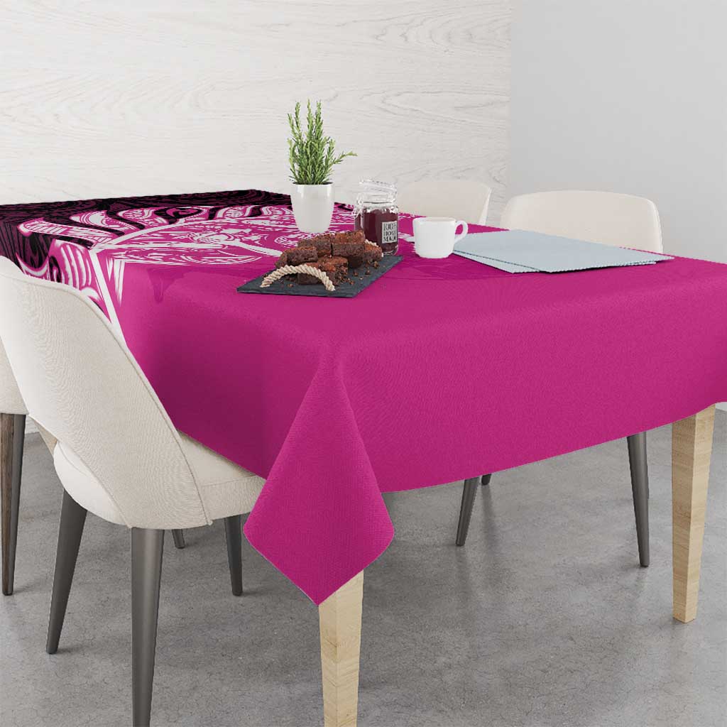 New Zealand Silver Fern Rugby Custom Tablecloth All Black Maori Pattern Pink - Aussie Hoodie