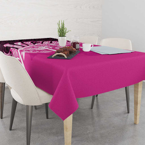 New Zealand Silver Fern Rugby Custom Tablecloth All Black Maori Pattern Pink - Aussie Hoodie