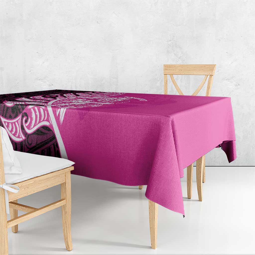 New Zealand Silver Fern Rugby Custom Tablecloth All Black Maori Pattern Pink - Aussie Hoodie