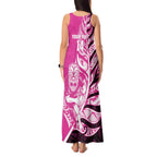 New Zealand Silver Fern Rugby Custom Tank Maxi Dress All Black Maori Pattern Pink - Aussie Hoodie