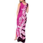 New Zealand Silver Fern Rugby Custom Tank Maxi Dress All Black Maori Pattern Pink - Aussie Hoodie