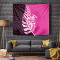 New Zealand Silver Fern Rugby Custom Tapestry All Black Maori Pattern Pink - Aussie Hoodie