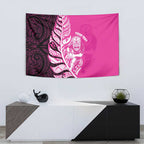 New Zealand Silver Fern Rugby Custom Tapestry All Black Maori Pattern Pink - Aussie Hoodie