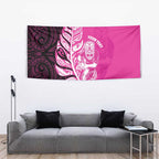 New Zealand Silver Fern Rugby Custom Tapestry All Black Maori Pattern Pink - Aussie Hoodie