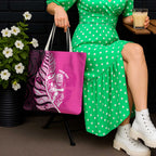 New Zealand Silver Fern Rugby Custom Tote Bag All Black Maori Pattern Pink - Aussie Hoodie
