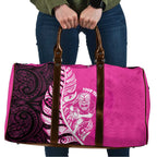 New Zealand Silver Fern Rugby Custom Travel Bag All Black Maori Pattern Pink - Aussie Hoodie