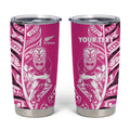 New Zealand Silver Fern Rugby Custom Tumbler Cup All Black Maori Pattern Pink - Aussie Hoodie