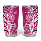 New Zealand Silver Fern Rugby Custom Tumbler Cup All Black Maori Pattern Pink - Aussie Hoodie