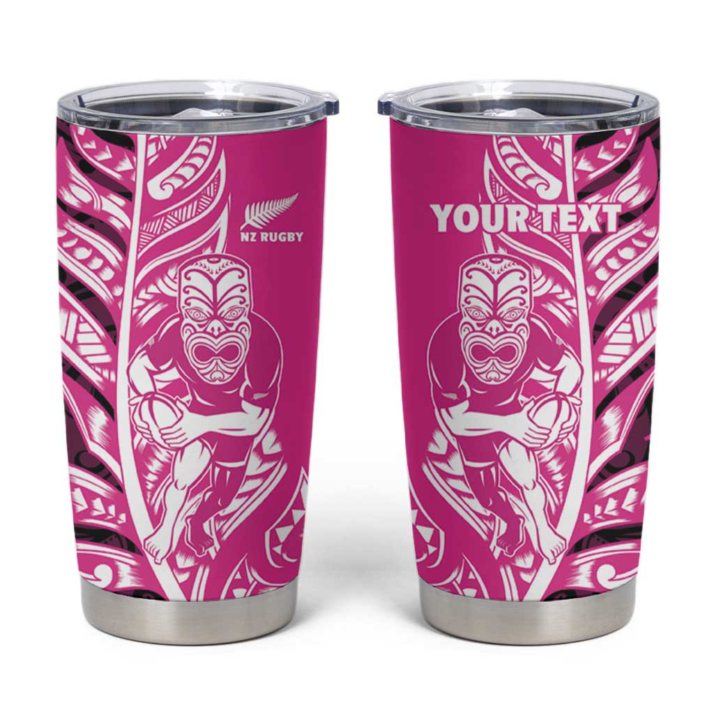 New Zealand Silver Fern Rugby Custom Tumbler Cup All Black Maori Pattern Pink - Aussie Hoodie