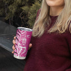 New Zealand Silver Fern Rugby Custom Tumbler Cup All Black Maori Pattern Pink - Aussie Hoodie