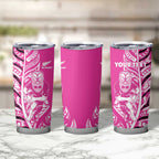New Zealand Silver Fern Rugby Custom Tumbler Cup All Black Maori Pattern Pink - Aussie Hoodie