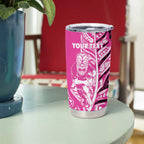 New Zealand Silver Fern Rugby Custom Tumbler Cup All Black Maori Pattern Pink - Aussie Hoodie