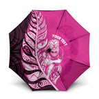 New Zealand Silver Fern Rugby Custom Umbrella All Black Maori Pattern Pink - Aussie Hoodie