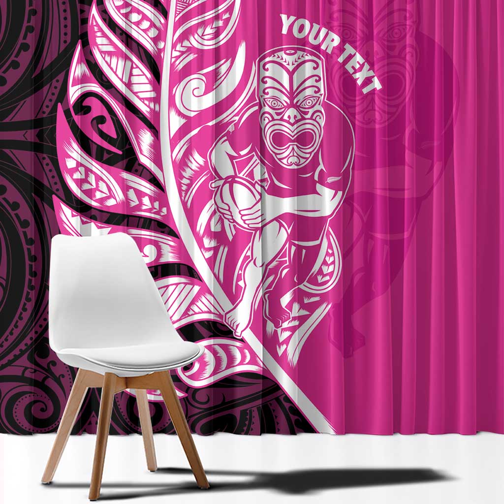 New Zealand Silver Fern Rugby Custom Window Curtain All Black Maori Pattern Pink - Aussie Hoodie