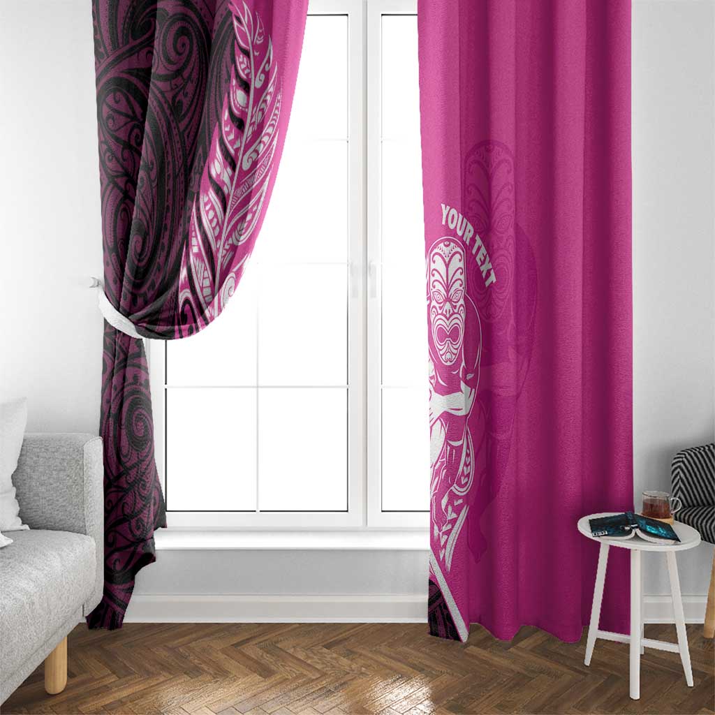 New Zealand Silver Fern Rugby Custom Window Curtain All Black Maori Pattern Pink - Aussie Hoodie