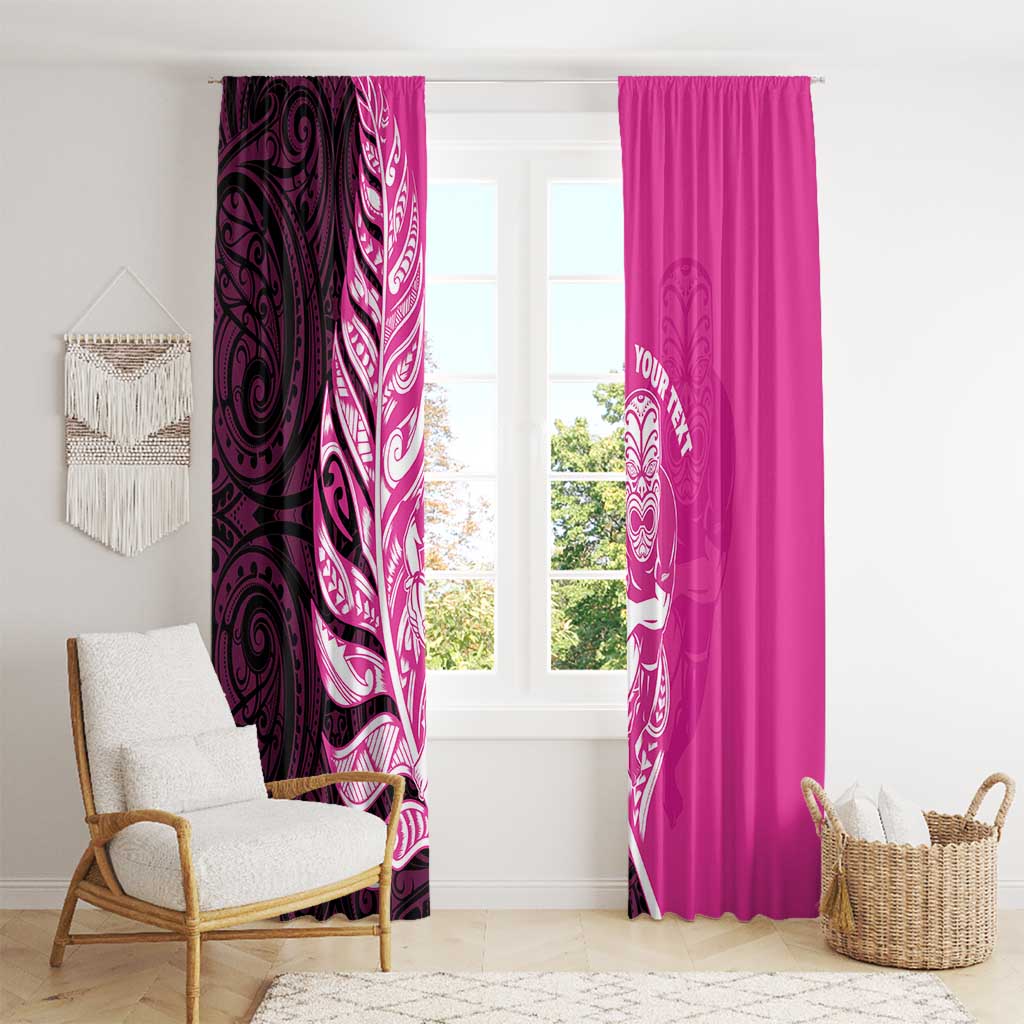 New Zealand Silver Fern Rugby Custom Window Curtain All Black Maori Pattern Pink - Aussie Hoodie
