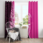 New Zealand Silver Fern Rugby Custom Window Curtain All Black Maori Pattern Pink - Aussie Hoodie