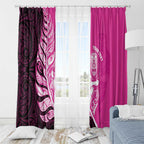 New Zealand Silver Fern Rugby Custom Window Curtain All Black Maori Pattern Pink - Aussie Hoodie