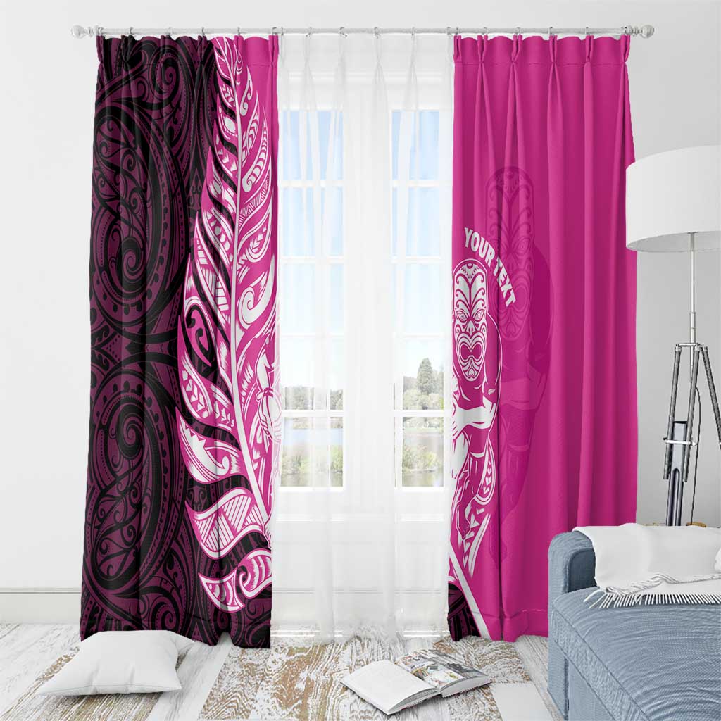 New Zealand Silver Fern Rugby Custom Window Curtain All Black Maori Pattern Pink - Aussie Hoodie