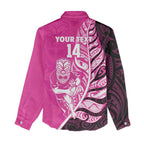 New Zealand Silver Fern Rugby Custom Women Casual Shirt All Black Maori Pattern Pink - Aussie Hoodie