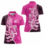 New Zealand Silver Fern Rugby Custom Women Polo Shirt All Black Maori Pattern Pink - Aussie Hoodie