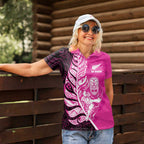 New Zealand Silver Fern Rugby Custom Women Polo Shirt All Black Maori Pattern Pink - Aussie Hoodie