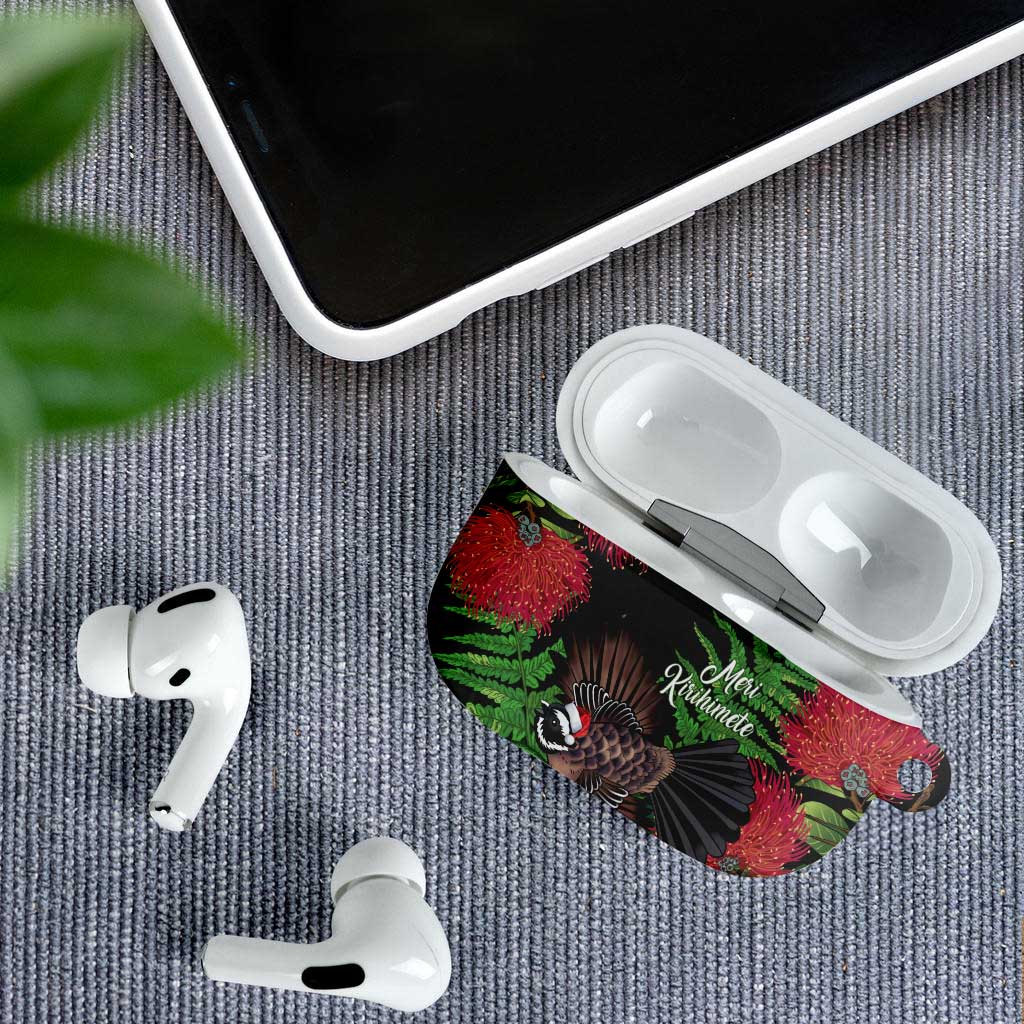 Meri Kirihimete New Zealand AirPods Case Piwakawaka Koru Fern Mix Pohutukawa - Aussie Hoodie