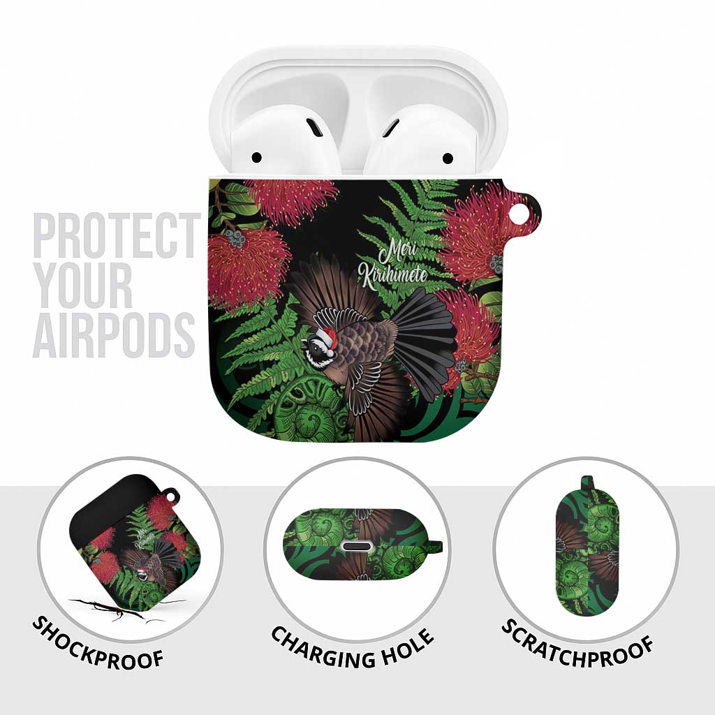 Meri Kirihimete New Zealand AirPods Case Piwakawaka Koru Fern Mix Pohutukawa - Aussie Hoodie