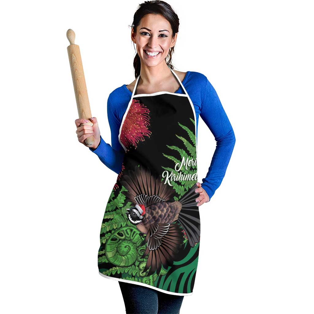 Meri Kirihimete New Zealand Apron Piwakawaka Koru Fern Mix Pohutukawa - Aussie Hoodie