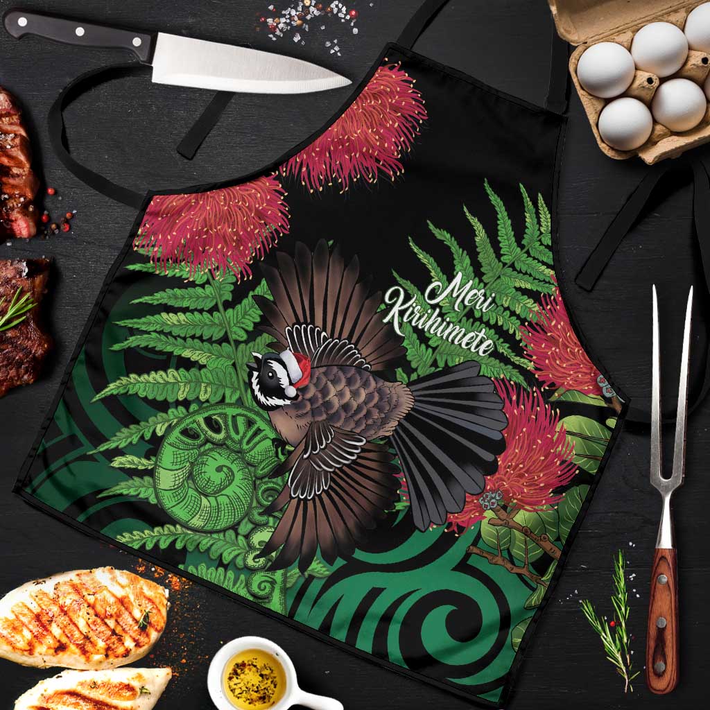 Meri Kirihimete New Zealand Apron Piwakawaka Koru Fern Mix Pohutukawa - Aussie Hoodie