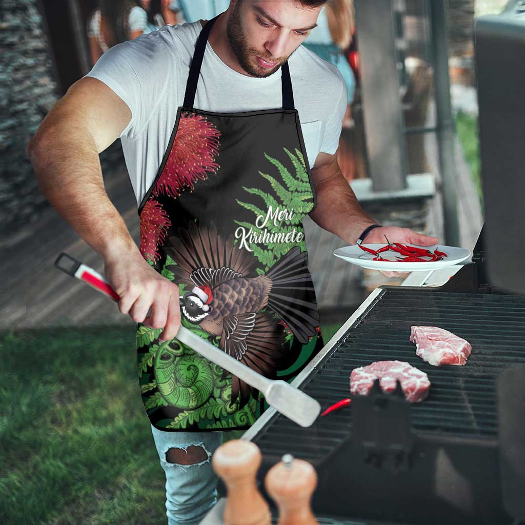 Meri Kirihimete New Zealand Apron Piwakawaka Koru Fern Mix Pohutukawa - Aussie Hoodie